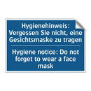 Hygienehinweis: Vergessen Sie /.../ - Hygiene notice: Do not forget /.../