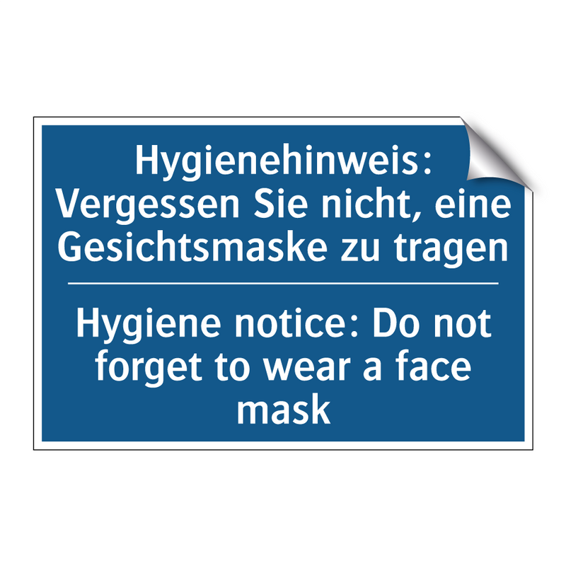 Hygienehinweis: Vergessen Sie /.../ - Hygiene notice: Do not forget /.../