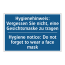 Hygienehinweis: Vergessen Sie /.../ - Hygiene notice: Do not forget /.../