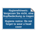 Hygienehinweis: Vergessen Sie /.../ - Hygiene notice: Do not forget /.../