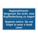 Hygienehinweis: Vergessen Sie /.../ - Hygiene notice: Do not forget /.../