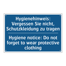 Hygienehinweis: Vergessen Sie /.../ - Hygiene notice: Do not forget /.../