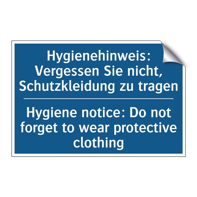 Hygienehinweis: Vergessen Sie /.../ - Hygiene notice: Do not forget /.../