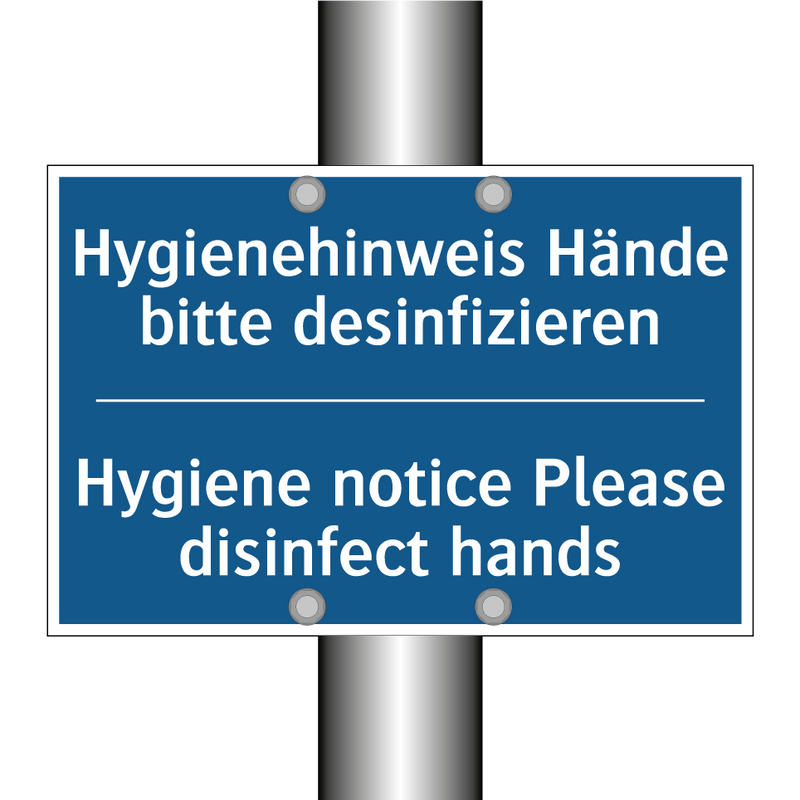 Hygienehinweis Hände bitte desinfizieren/.../ - Hygiene notice Please disinfect /.../