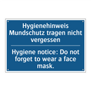 Hygienehinweis Mundschutz tragen /.../ - Hygiene notice: Do not forget /.../