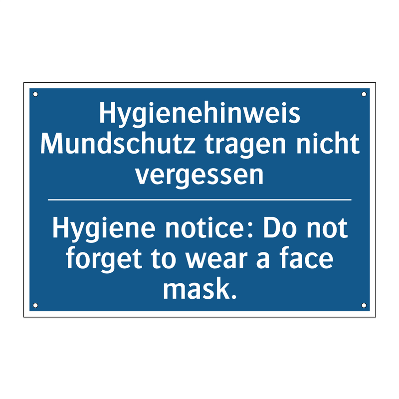 Hygienehinweis Mundschutz tragen /.../ - Hygiene notice: Do not forget /.../