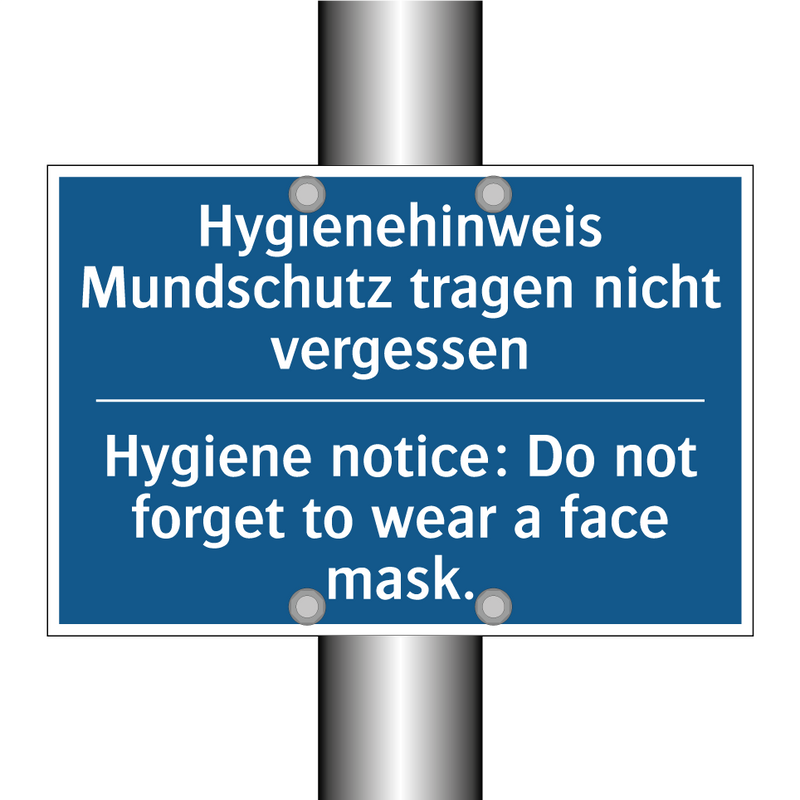 Hygienehinweis Mundschutz tragen /.../ - Hygiene notice: Do not forget /.../