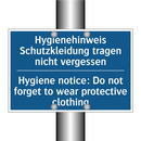 Hygienehinweis Schutzkleidung /.../ - Hygiene notice: Do not forget /.../