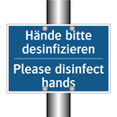 Hände bitte desinfizieren - Please disinfect hands