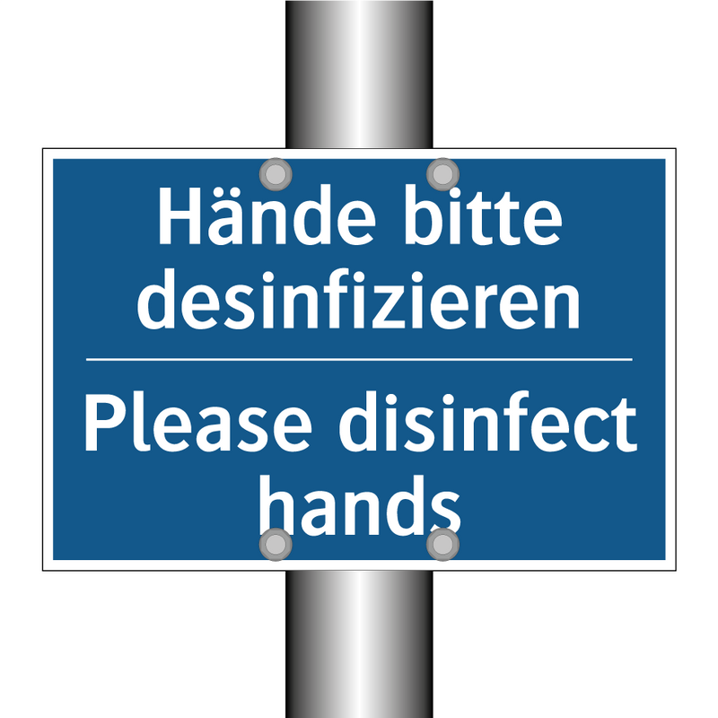Hände bitte desinfizieren - Please disinfect hands