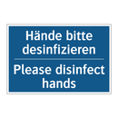 Hände bitte desinfizieren - Please disinfect hands