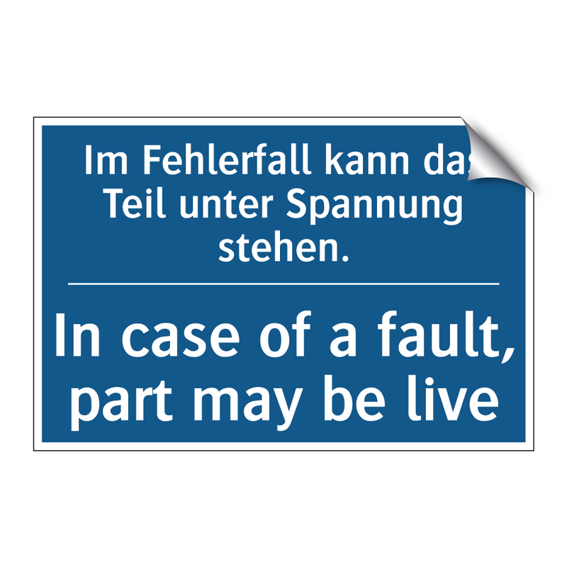 Im Fehlerfall kann das Teil unter /.../ - In case of a fault, part may be /.../