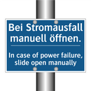 Bei Stromausfall manuell öffnen./.../ - In case of power failure, slide /.../