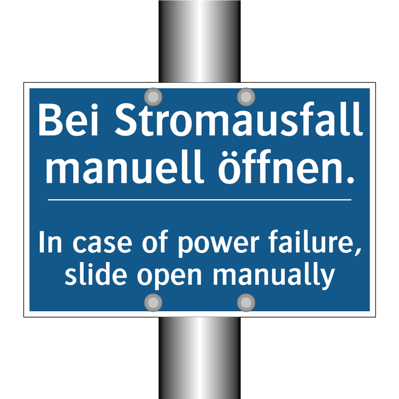 Bei Stromausfall manuell öffnen./.../ - In case of power failure, slide /.../