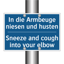 In die Armbeuge niesen und husten/.../ - Sneeze and cough into your elbow/.../