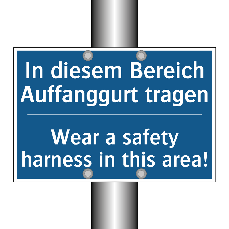 In diesem Bereich Auffanggurt /.../ - Wear a safety harness in this /.../
