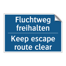 Fluchtweg freihalten - Keep escape route clear