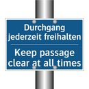 Durchgang jederzeit freihalten - Keep passage clear at all times/.../