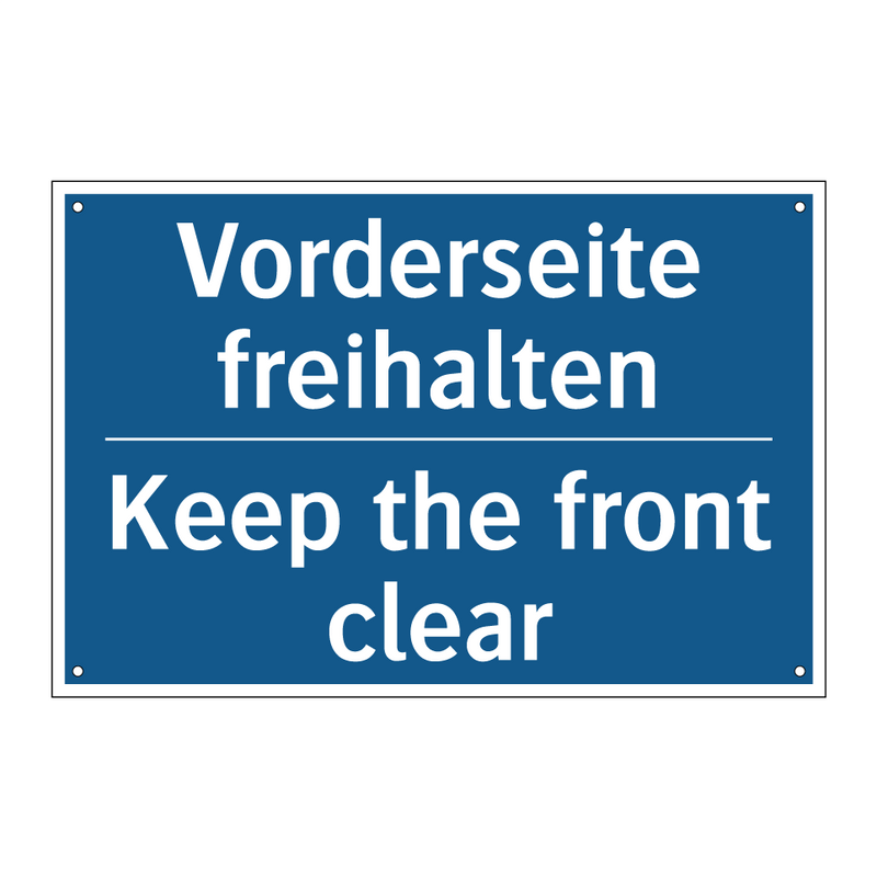 Vorderseite freihalten - Keep the front clear