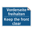 Vorderseite freihalten - Keep the front clear