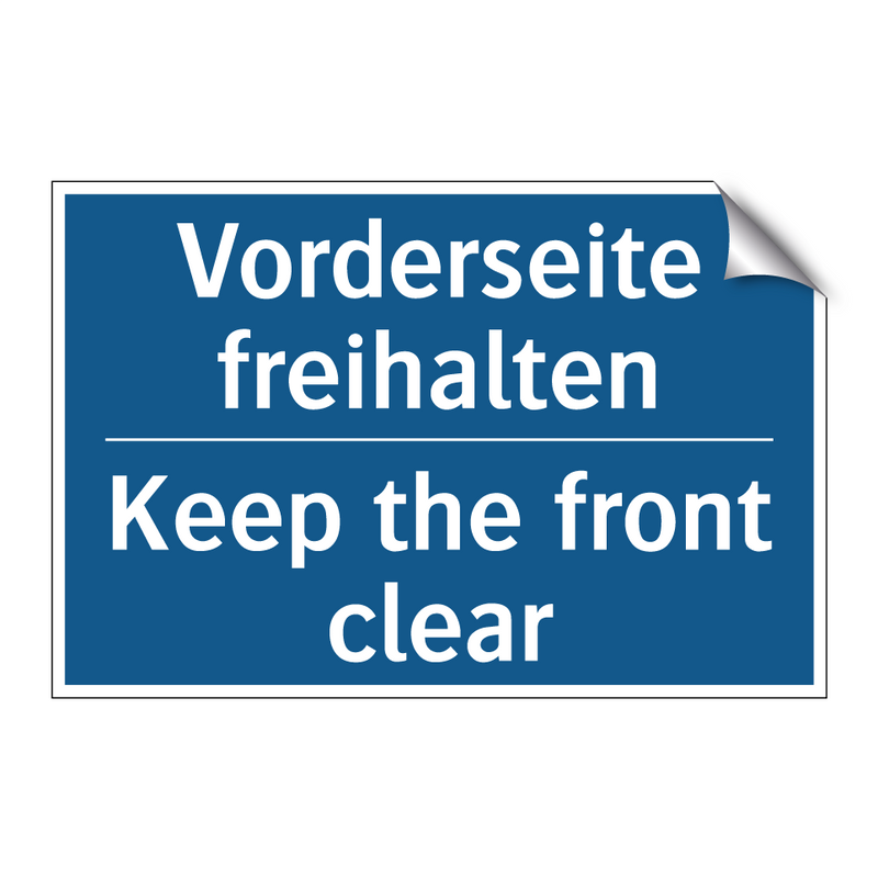 Vorderseite freihalten - Keep the front clear