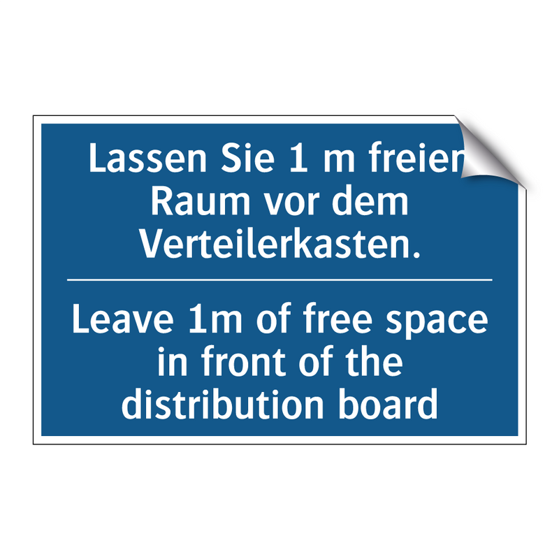 Lassen Sie 1 m freien Raum vor /.../ - Leave 1m of free space in front /.../