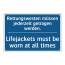 Rettungswesten müssen jederzeit /.../ - Lifejackets must be worn at all /.../