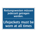 Rettungswesten müssen jederzeit /.../ - Lifejackets must be worn at all /.../