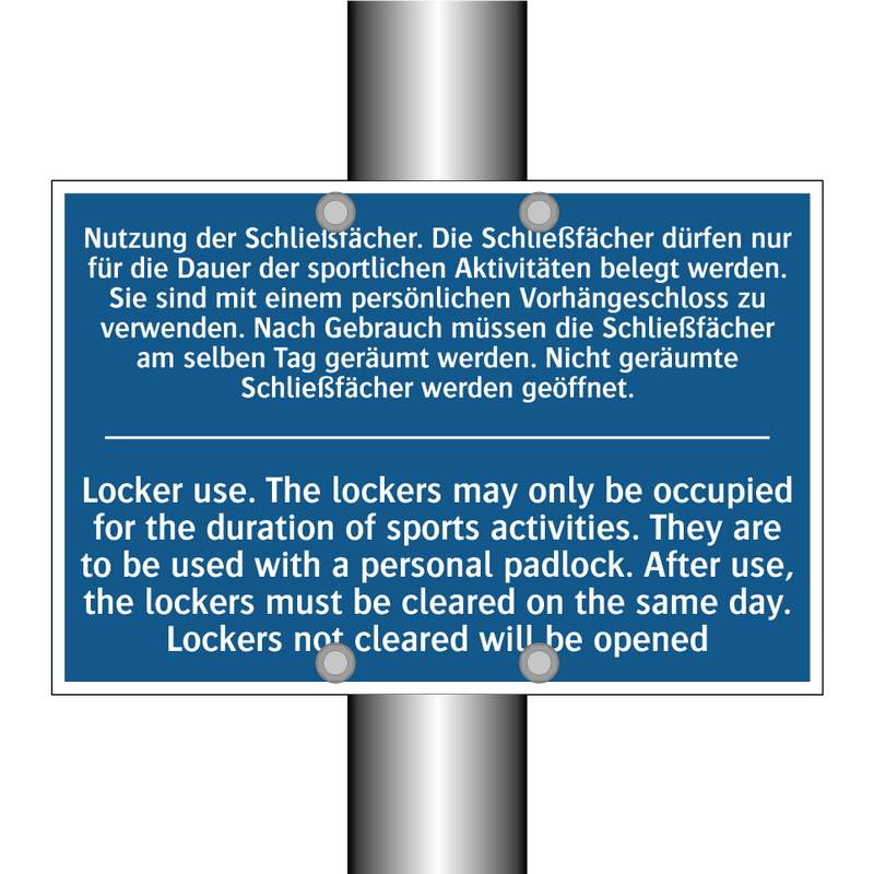 Nutzung der Schließfächer. Die /.../ - Locker use. The lockers may only /.../