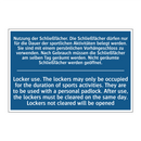 Nutzung der Schließfächer. Die /.../ - Locker use. The lockers may only /.../