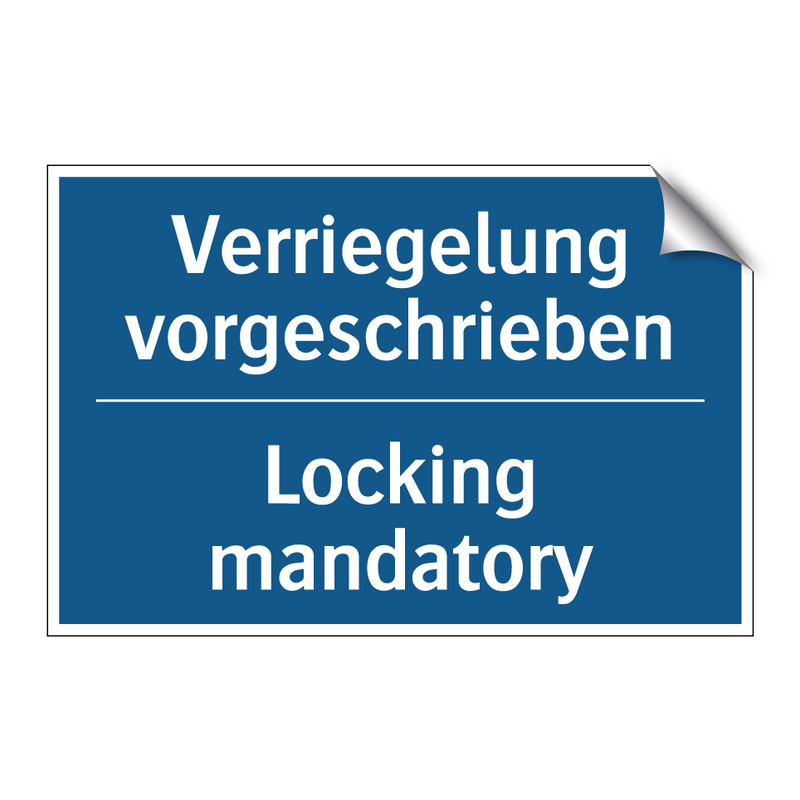 Verriegelung vorgeschrieben - Locking mandatory