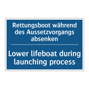 Rettungsboot während des Aussetzvorgangs /.../ - Lower lifeboat during launching /.../