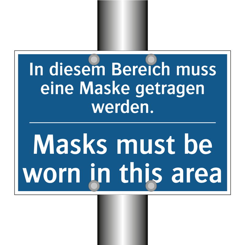 In diesem Bereich muss eine Maske /.../ - Masks must be worn in this area/.../