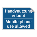 Handynutzung erlaubt - Mobile phone use allowed