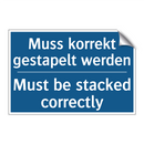 Muss korrekt gestapelt werden - Must be stacked correctly