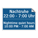 Nachtruhe 22:00 - 7:00 Uhr - Nighttime quiet hours 10:00 PM /.../