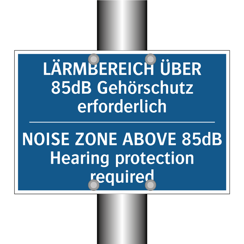 LÄRMBEREICH ÜBER 85dB Gehörschutz /.../ - NOISE ZONE ABOVE 85dB Hearing /.../