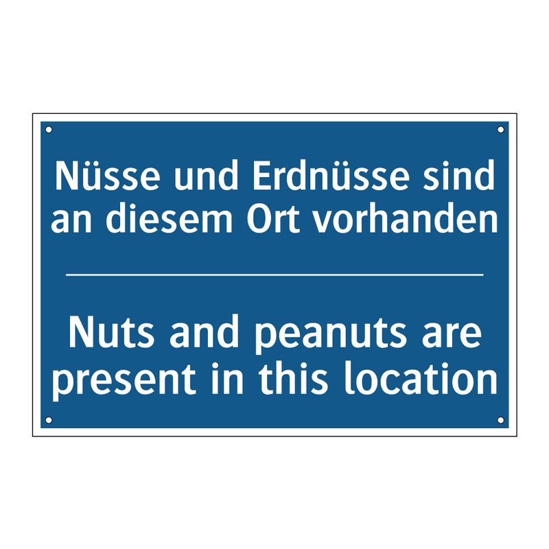 Nüsse und Erdnüsse sind an diesem /.../ - Nuts and peanuts are present in /.../