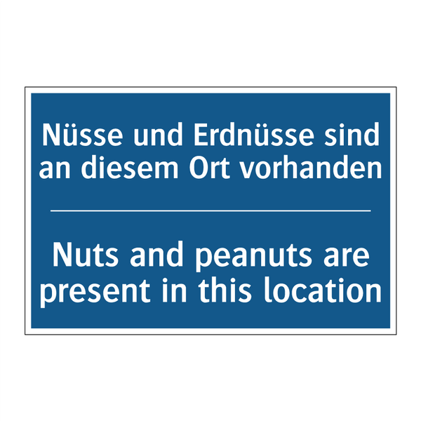 Nüsse und Erdnüsse sind an diesem /.../ - Nuts and peanuts are present in /.../