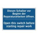 Diesen Schalter vor Beginn der /.../ - Open this switch before starting /.../