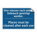 Orte müssen nach jedem Gebrauch /.../ - Places must be cleaned after each /.../