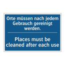 Orte müssen nach jedem Gebrauch /.../ - Places must be cleaned after each /.../