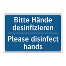 Bitte Hände desinfizieren - Please disinfect hands
