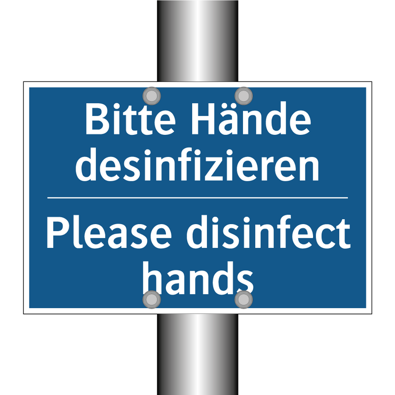 Bitte Hände desinfizieren - Please disinfect hands