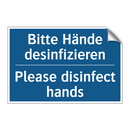 Bitte Hände desinfizieren - Please disinfect hands