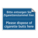 Bitte entsorgen Sie Zigarettenstummel /.../ - Please dispose of cigarette butts /.../