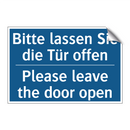 Bitte lassen Sie die Tür offen - Please leave the door open