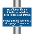 Bitte heben Sie die Hinterlassenschaften /.../ - Please pick up your dog's droppings. /.../