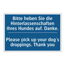Bitte heben Sie die Hinterlassenschaften /.../ - Please pick up your dog's droppings. /.../