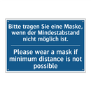 Bitte tragen Sie eine Maske, wenn /.../ - Please wear a mask if minimum /.../